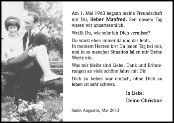 Anzeige von Manfred Vetter von Kölner Stadt-Anzeiger / Kölnische Rundschau / Express