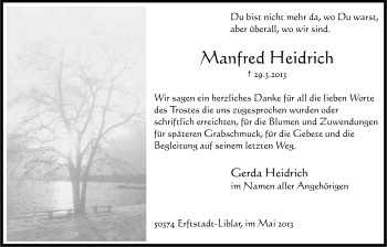 Anzeige von Manfred Heidrich von Kölner Stadt-Anzeiger / Kölnische Rundschau / Express