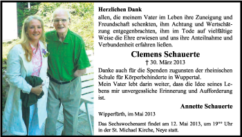 Anzeige von Clemens Schauerte von Kölner Stadt-Anzeiger / Kölnische Rundschau / Express