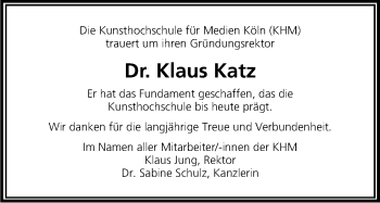 Anzeige von Klaus Katz von Kölner Stadt-Anzeiger / Kölnische Rundschau / Express