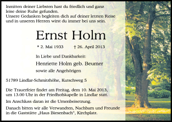 Anzeige von Ernst Holm von Kölner Stadt-Anzeiger / Kölnische Rundschau / Express