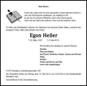 Anzeige von Egon Heller von Kölner Stadt-Anzeiger / Kölnische Rundschau / Express