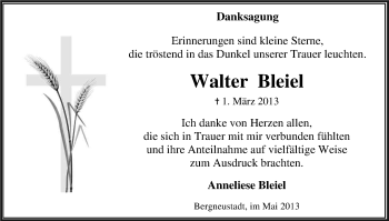 Anzeige von Walter Bleiel von Kölner Stadt-Anzeiger / Kölnische Rundschau / Express