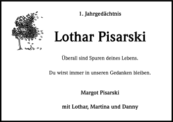 Anzeige von Lothar Pisarski von Kölner Stadt-Anzeiger / Kölnische Rundschau / Express