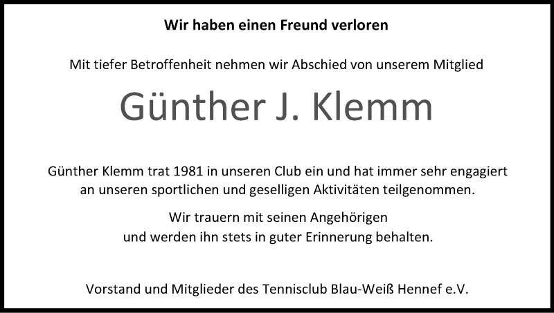  Traueranzeige für Günther Klemm vom 25.05.2013 aus Kölner Stadt-Anzeiger / Kölnische Rundschau / Express
