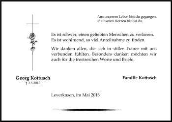 Anzeige von Georg Kottusch von Kölner Stadt-Anzeiger / Kölnische Rundschau / Express