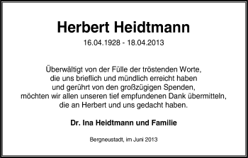 Anzeige von Herbert Heidtmann von Kölner Stadt-Anzeiger / Kölnische Rundschau / Express