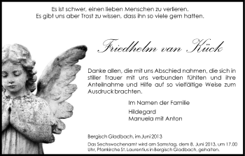Anzeige von Fiedhelm van Kück von Kölner Stadt-Anzeiger / Kölnische Rundschau / Express