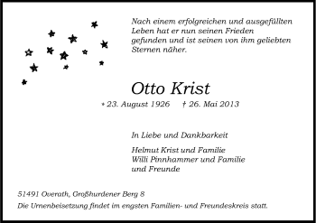 Anzeige von Otto Krist von Kölner Stadt-Anzeiger / Kölnische Rundschau / Express