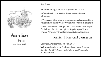 Anzeige von Anneliese Theis von Kölner Stadt-Anzeiger / Kölnische Rundschau / Express