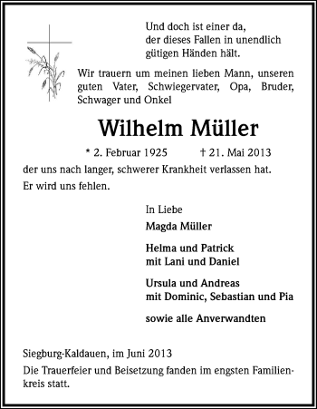 Anzeige von Wilhelm Müller von Kölner Stadt-Anzeiger / Kölnische Rundschau / Express