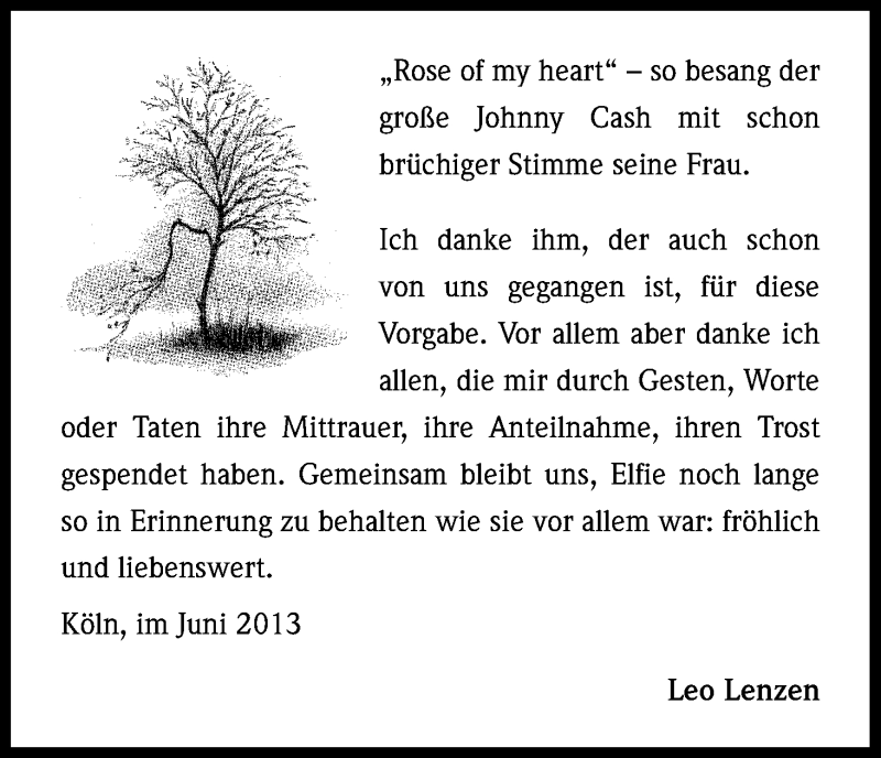  Traueranzeige für Elfie Lenzen vom 08.06.2013 aus Kölner Stadt-Anzeiger / Kölnische Rundschau / Express