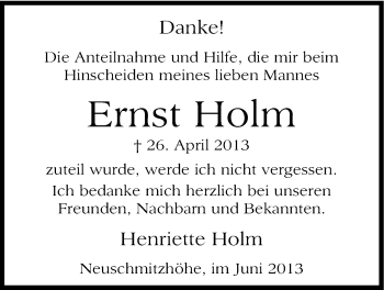 Anzeige von Ernst Holm von Kölner Stadt-Anzeiger / Kölnische Rundschau / Express
