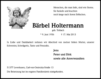 Anzeige von Bärbel Holtermann von Kölner Stadt-Anzeiger / Kölnische Rundschau / Express