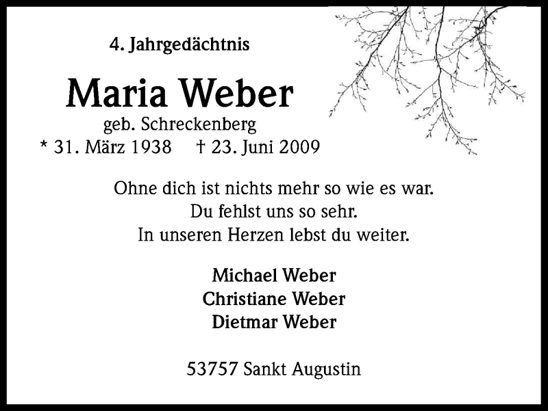  Traueranzeige für Maria Weber vom 29.06.2013 aus Kölner Stadt-Anzeiger / Kölnische Rundschau / Express