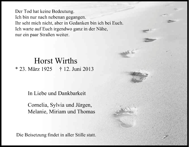 Traueranzeige für Horst Withs vom 18.06.2013 aus Kölner Stadt-Anzeiger / Kölnische Rundschau / Express