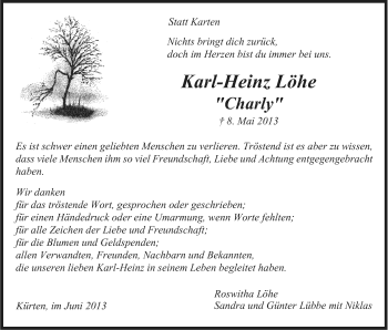 Anzeige von Karl-Heinz Löhe von Kölner Stadt-Anzeiger / Kölnische Rundschau / Express