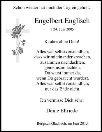 Anzeige von Engelbert Englisch von Kölner Stadt-Anzeiger / Kölnische Rundschau / Express