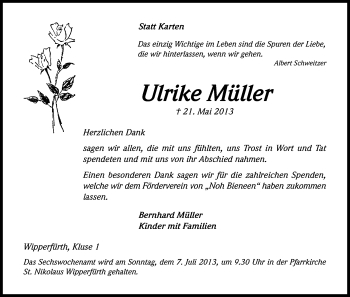 Anzeige von Ulrike Müller von Kölner Stadt-Anzeiger / Kölnische Rundschau / Express