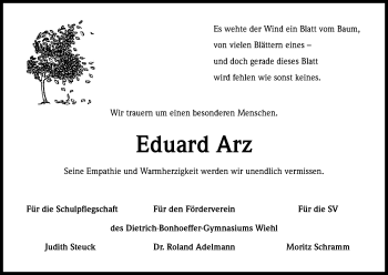 Anzeige von Eduard Arz von Kölner Stadt-Anzeiger / Kölnische Rundschau / Express