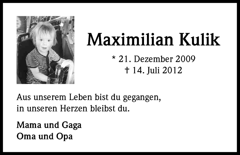  Traueranzeige für Maximilian Kulik vom 13.07.2013 aus Kölner Stadt-Anzeiger / Kölnische Rundschau / Express