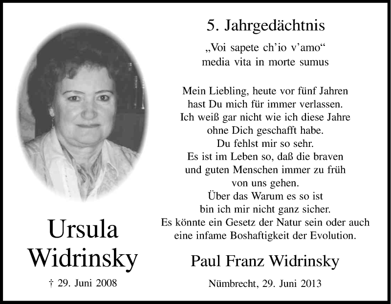  Traueranzeige für Ursula Widrinsky vom 29.06.2013 aus Kölner Stadt-Anzeiger / Kölnische Rundschau / Express