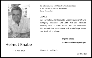 Anzeige von Helmut Knabe von Kölner Stadt-Anzeiger / Kölnische Rundschau / Express