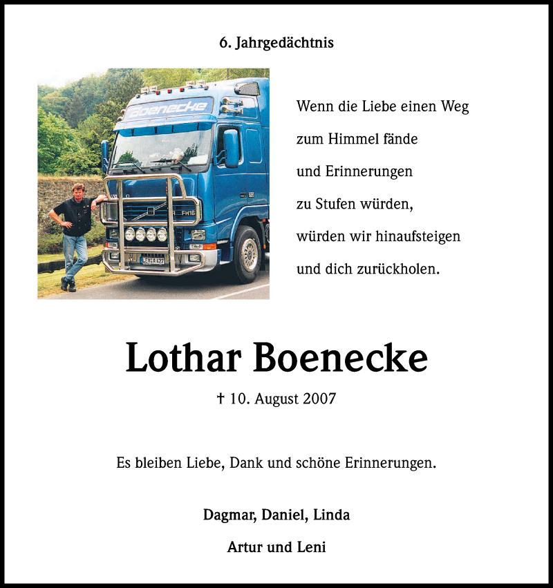  Traueranzeige für Lothar Boenecke vom 10.08.2013 aus Kölner Stadt-Anzeiger / Kölnische Rundschau / Express