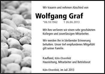 Anzeige von Wolfgang Graf von Kölner Stadt-Anzeiger / Kölnische Rundschau / Express