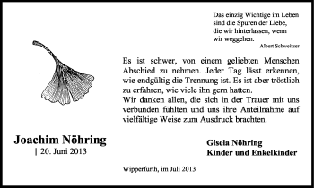 Anzeige von Joachim Nöhring von Kölner Stadt-Anzeiger / Kölnische Rundschau / Express
