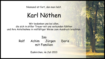Anzeige von Karl Nöthen von Kölner Stadt-Anzeiger / Kölnische Rundschau / Express