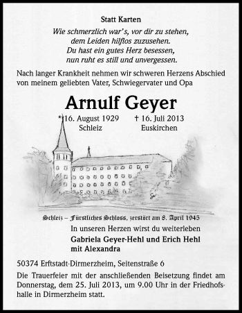 Anzeige von Arnulf Geyer von Kölner Stadt-Anzeiger / Kölnische Rundschau / Express