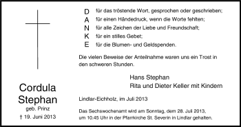 Anzeige von Cordula Stephan von Kölner Stadt-Anzeiger / Kölnische Rundschau / Express