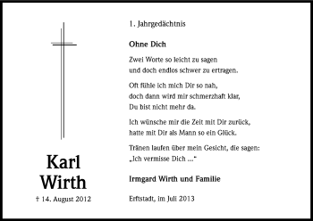 Anzeige von Karl Wirth von Kölner Stadt-Anzeiger / Kölnische Rundschau / Express