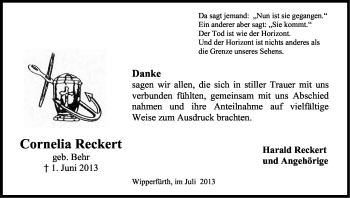 Anzeige von Cornelia Reckert von Kölner Stadt-Anzeiger / Kölnische Rundschau / Express