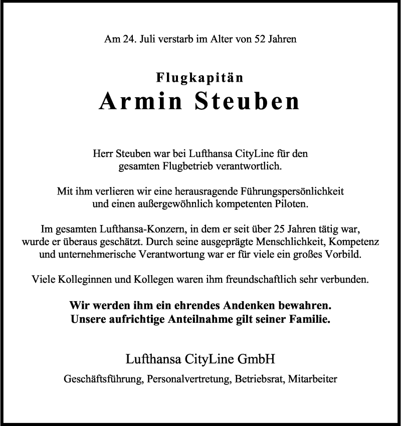 Traueranzeige für Armin Steuben vom 27.07.2013 aus Kölner Stadt-Anzeiger / Kölnische Rundschau / Express