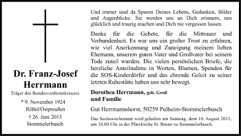Anzeige von Franz-Josef Herrmann von Kölner Stadt-Anzeiger / Kölnische Rundschau / Express