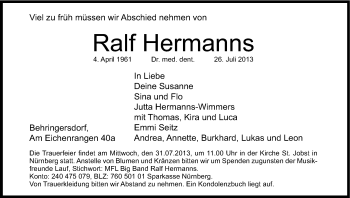 Anzeige von Ralf Hermanns von Kölner Stadt-Anzeiger / Kölnische Rundschau / Express