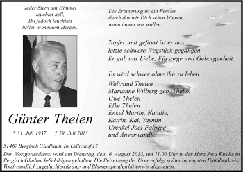 Anzeige von Günter Thelen von Kölner Stadt-Anzeiger / Kölnische Rundschau / Express