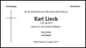Anzeige von Karl Linck von Kölner Stadt-Anzeiger / Kölnische Rundschau / Express
