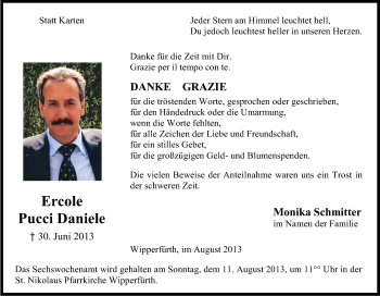 Anzeige von Ercole Pucci Daniele von Kölner Stadt-Anzeiger / Kölnische Rundschau / Express