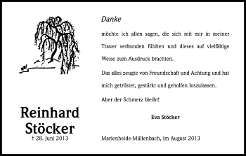 Anzeige von Reinhard Stöcker von Kölner Stadt-Anzeiger / Kölnische Rundschau / Express