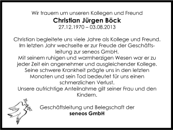 Anzeige von Christian Jürgen Böck von Kölner Stadt-Anzeiger / Kölnische Rundschau / Express