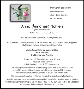 Anzeige von Anna Nohlen von Kölner Stadt-Anzeiger / Kölnische Rundschau / Express
