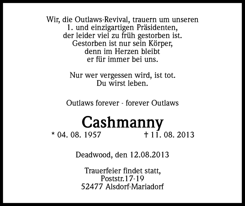  Traueranzeige für Christian Helmut Steffens vom 14.08.2013 aus Kölner Stadt-Anzeiger / Kölnische Rundschau / Express
