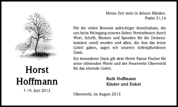 Anzeige von Horst Hoffmann von Kölner Stadt-Anzeiger / Kölnische Rundschau / Express