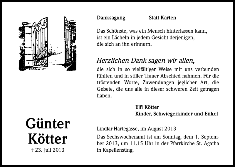  Traueranzeige für Günter Kötter vom 24.08.2013 aus Kölner Stadt-Anzeiger / Kölnische Rundschau / Express