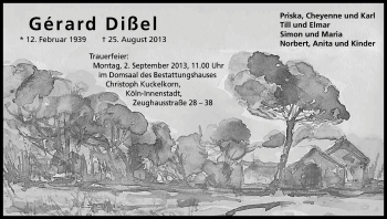 Anzeige von Gerard Dißel von Kölner Stadt-Anzeiger / Kölnische Rundschau / Express