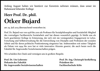 Anzeige von Bujard Otker von Kölner Stadt-Anzeiger / Kölnische Rundschau / Express