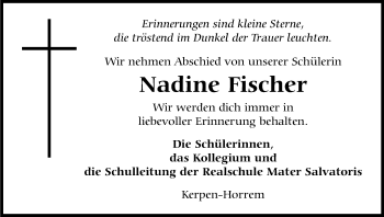 Anzeige von Nadine Fischer von Kölner Stadt-Anzeiger / Kölnische Rundschau / Express